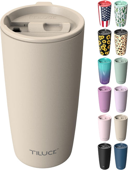 TILUCK 20 oz Insulated Coffee Tumbler with BPA-Free Lid | Travel Coffee Mug, Dishwasher Safe, Cup Holder Friendly, Double-Wall Vacuum Insulation for Hot & Cold Drinks,Matte MistyGray