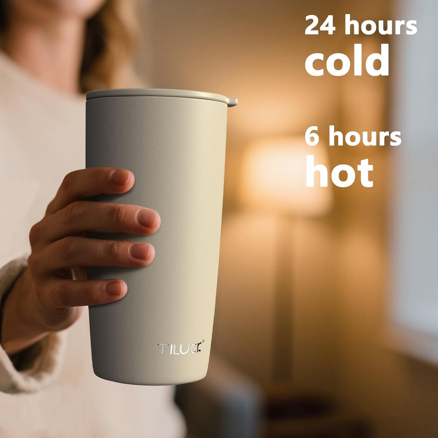 TILUCK 20 oz Insulated Coffee Tumbler with BPA-Free Lid | Travel Coffee Mug, Dishwasher Safe, Cup Holder Friendly, Double-Wall Vacuum Insulation for Hot & Cold Drinks,Matte MistyGray