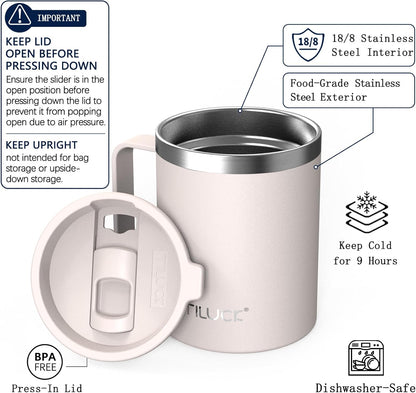 TILUCK 20 oz Insulated Coffee Tumbler with BPA-Free Lid | Travel Coffee Mug, Dishwasher Safe, Cup Holder Friendly, Double-Wall Vacuum Insulation for Hot & Cold Drinks,Matte MistyGray