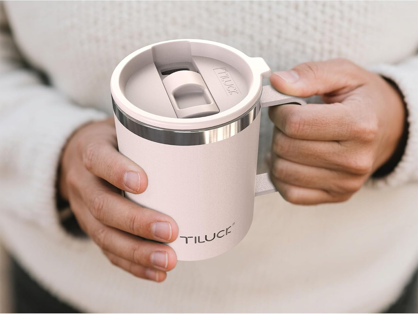 TILUCK 20 oz Insulated Coffee Tumbler with BPA-Free Lid | Travel Coffee Mug, Dishwasher Safe, Cup Holder Friendly, Double-Wall Vacuum Insulation for Hot & Cold Drinks,Matte MistyGray