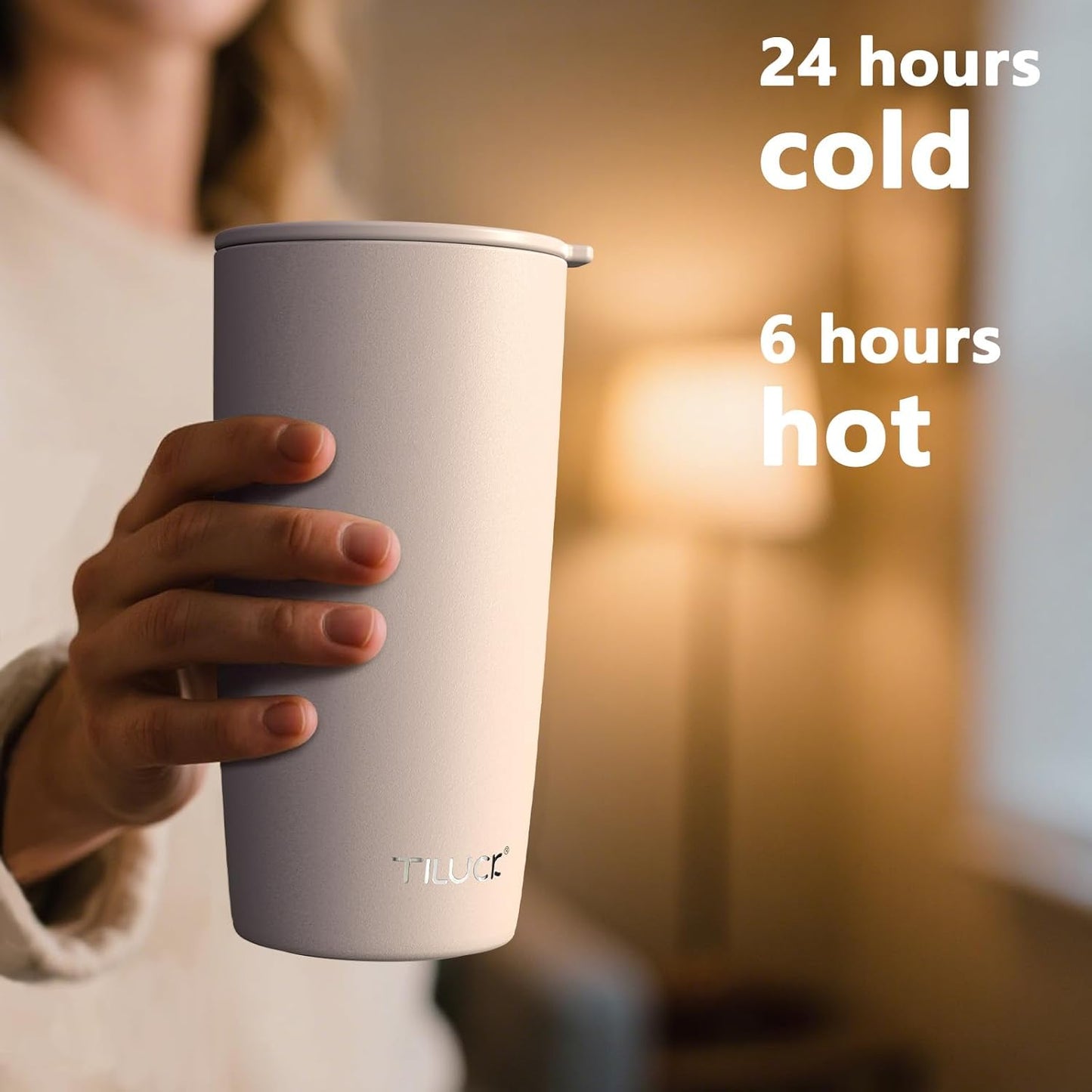 TILUCK 20 oz Insulated Coffee Tumbler with BPA-Free Lid | Travel Coffee Mug, Dishwasher Safe, Cup Holder Friendly, Double-Wall Vacuum Insulation for Hot & Cold Drinks,Matte MistyGray
