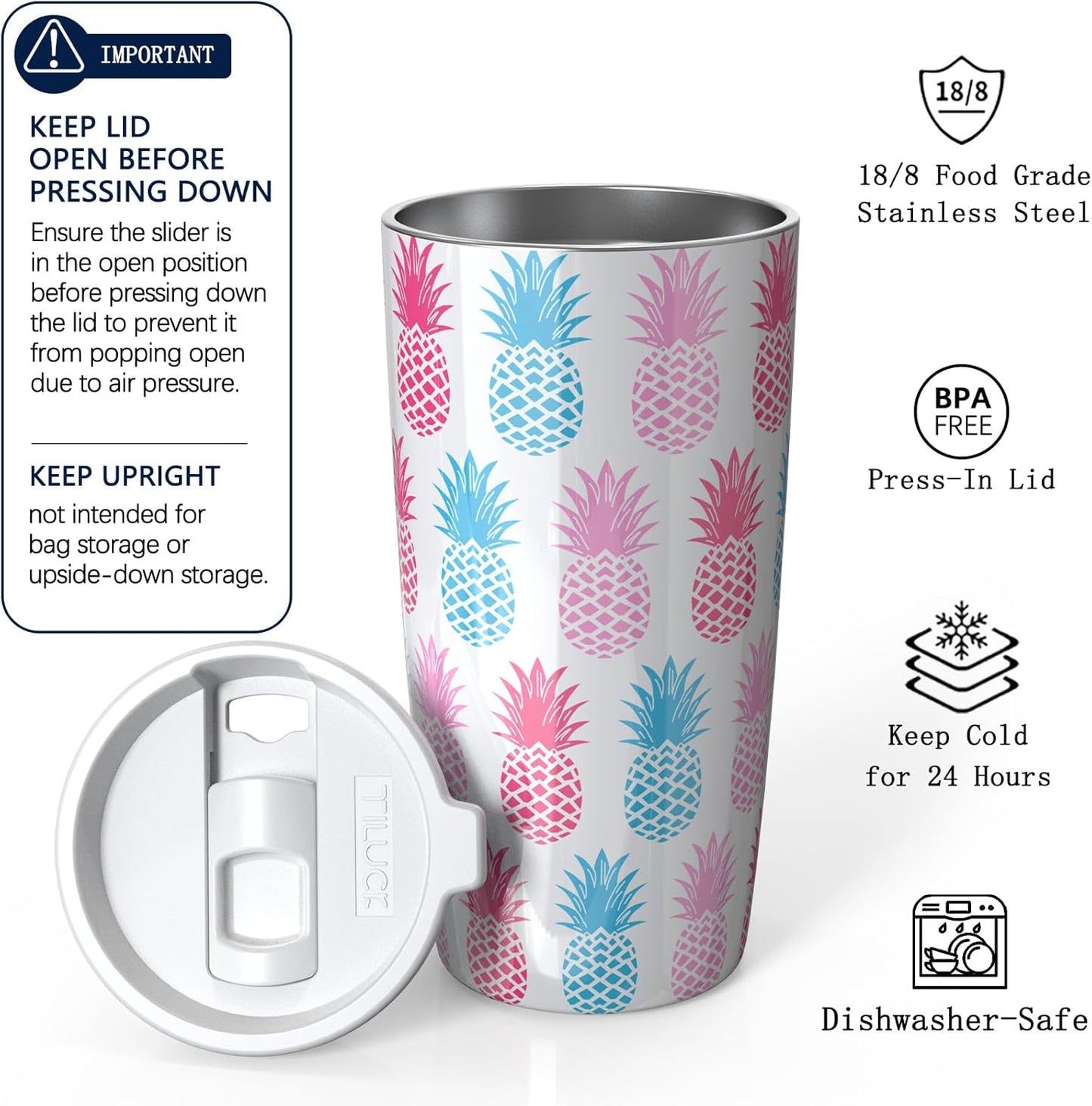TILUCK 20 oz Insulated Coffee Tumbler with BPA-Free Lid | Travel Coffee Mug, Dishwasher Safe, Cup Holder Friendly, Double-Wall Vacuum Insulation for Hot & Cold Drinks,Matte MistyGray