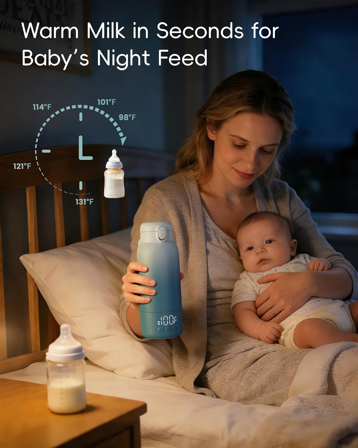 Portable Bottle Warmer for Travel, Baby Milk Warmer with Fast Heating & Long Battery Life, 17 Ounces Large Capacity Bottle Warmer with Long-Lasting Keep Warm Function, Green