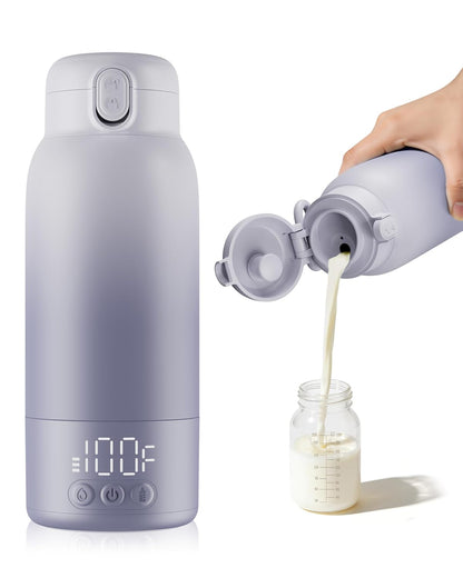 Portable Bottle Warmer for Travel, Baby Milk Warmer with Fast Heating & Long Battery Life, 17 Ounces Large Capacity Bottle Warmer with Long-Lasting Keep Warm Function, Green