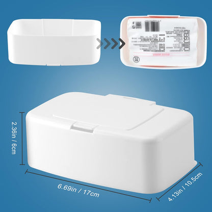2 Pack Wipes Dispenser, Small Wipes Case with Lid, Wet and Dry Tissue Box, Dustproof Wipe Container with Sealing Design, Keeps Wipes Fresh Wipe Holder