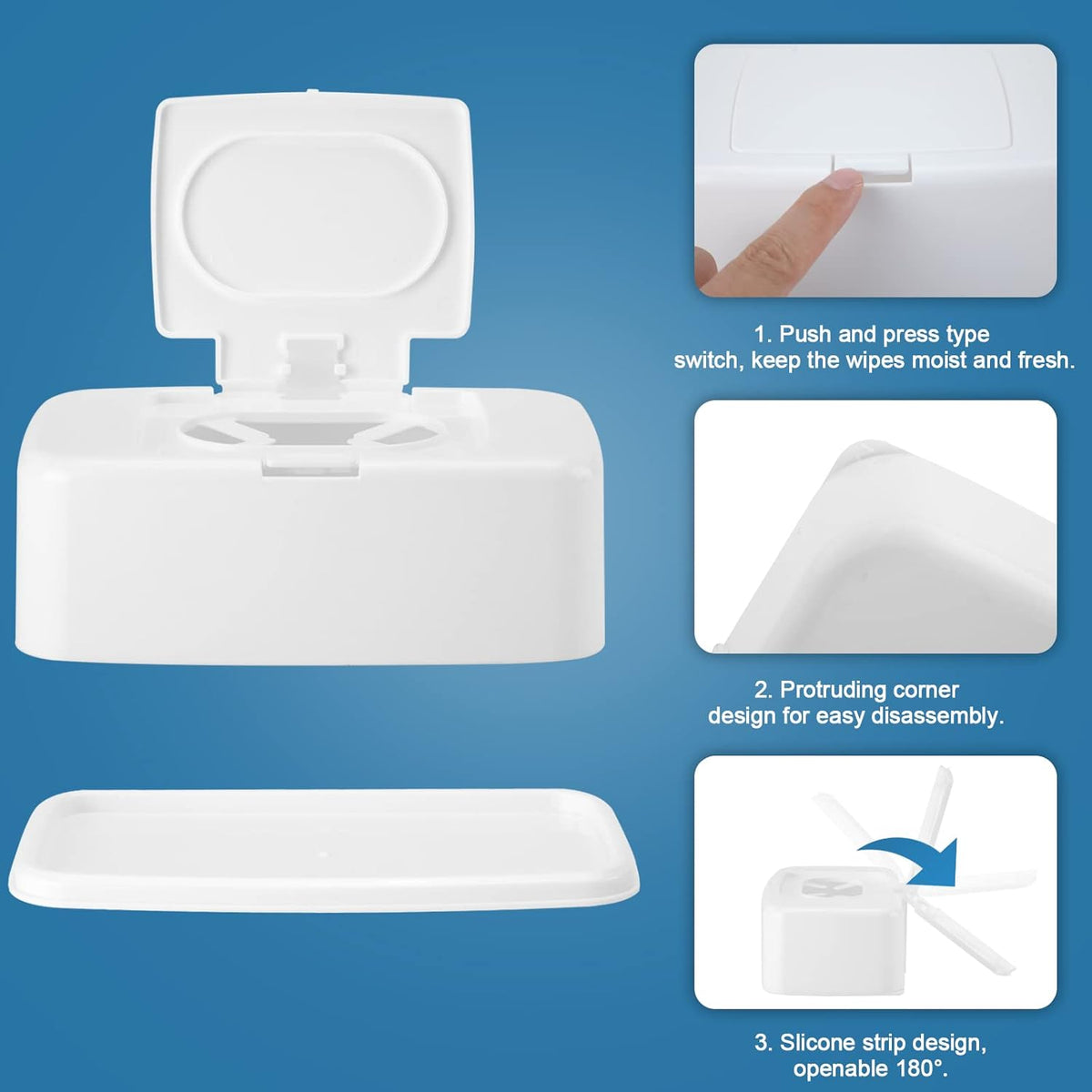 2 Pack Wipes Dispenser, Small Wipes Case with Lid, Wet and Dry Tissue Box, Dustproof Wipe Container with Sealing Design, Keeps Wipes Fresh Wipe Holder
