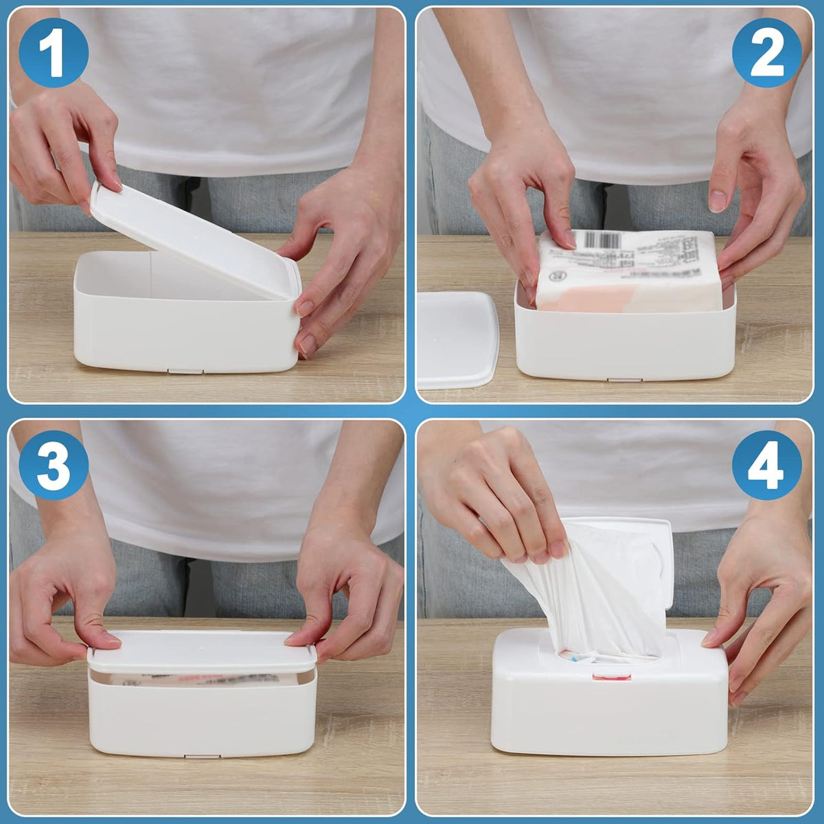 2 Pack Wipes Dispenser, Small Wipes Case with Lid, Wet and Dry Tissue Box, Dustproof Wipe Container with Sealing Design, Keeps Wipes Fresh Wipe Holder