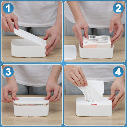 2 Pack Wipes Dispenser, Small Wipes Case with Lid, Wet and Dry Tissue Box, Dustproof Wipe Container with Sealing Design, Keeps Wipes Fresh Wipe Holder