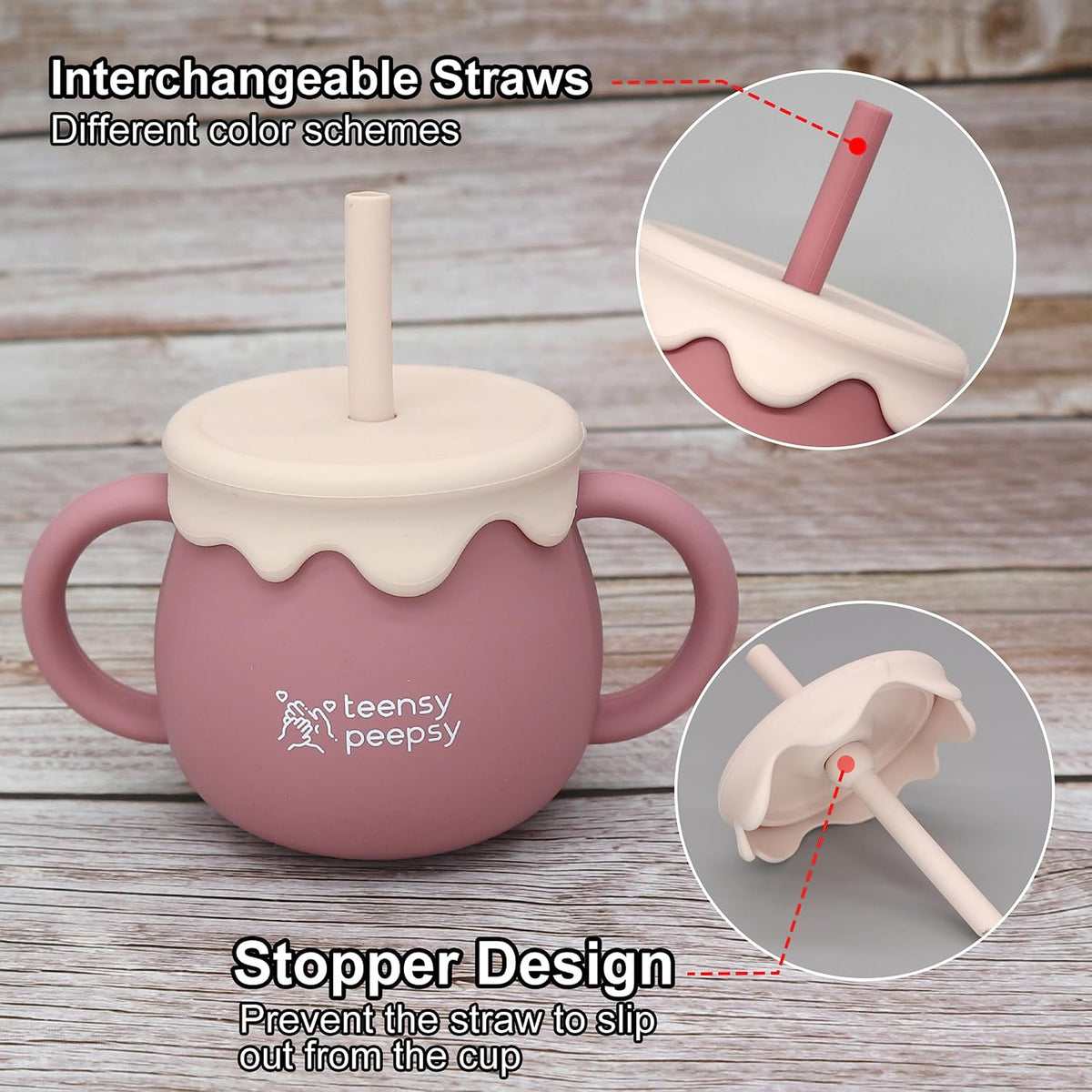 Honey Jar Pot 3-in-1 Silicone Training Cup 8.5oz, Baby Sippy Cup with Straw & Snack Lid for 6 months+ Straw Cup for Baby Boy Gift, Toddler Smoothie Drinkware (Honey Jar Blue)