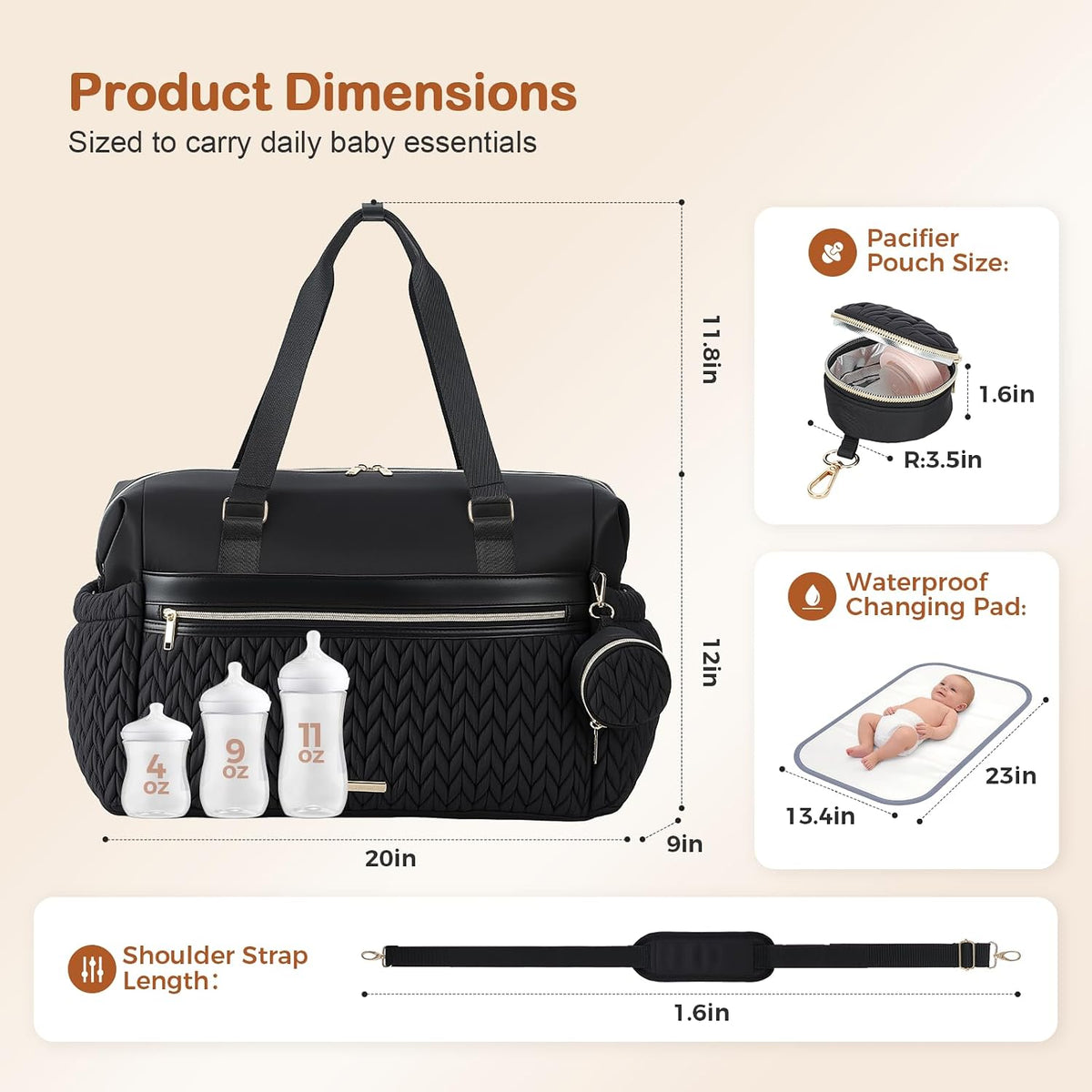 Diaper Bag Tote, Large Diaper Bags Waterproof