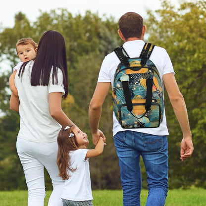 Colorful Leaf Flowers Diaper Bag Backpack for Travel, Waterproof Diaper Bag with Insulated Bottle Pockets & USB Port, Large Capacity Baby Bag for Moms & Dads