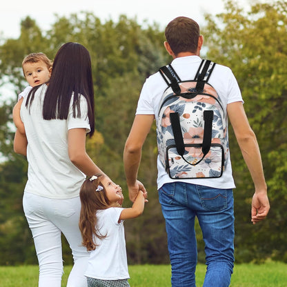 Colorful Leaf Flowers Diaper Bag Backpack for Travel, Waterproof Diaper Bag with Insulated Bottle Pockets & USB Port, Large Capacity Baby Bag for Moms & Dads