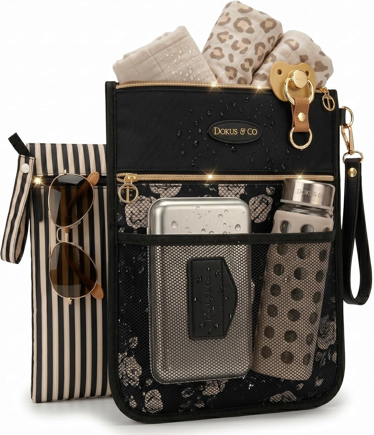 Premium Wet Dry Diaper Clutch – Structured Waterproof Baby Organizer with Wrist Strap + Matching Washable Wet Bag