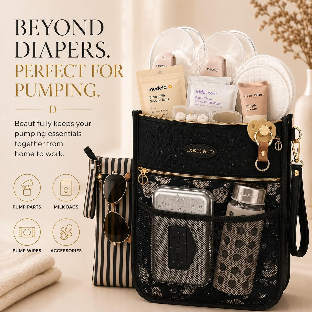 Premium Wet Dry Diaper Clutch – Structured Waterproof Baby Organizer with Wrist Strap + Matching Washable Wet Bag