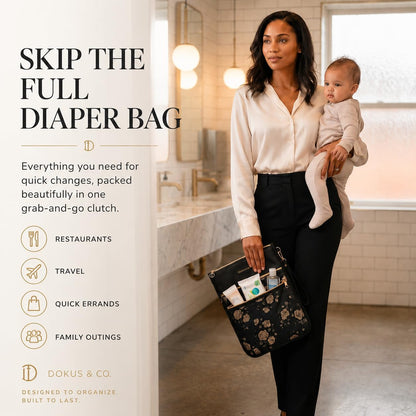 Premium Wet Dry Diaper Clutch – Structured Waterproof Baby Organizer with Wrist Strap + Matching Washable Wet Bag