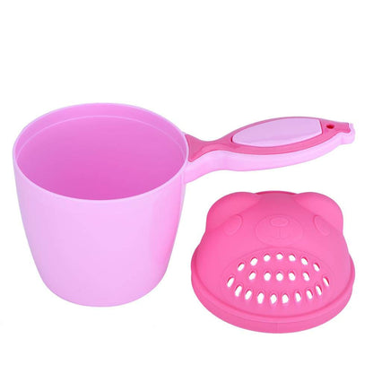 Baby Rinse Cup, Shampoo & Bath Rinser, Wash Hair with 2 Pour Spouts for Protecting Kids Face and Eyes, Pink, 21x10.7x15cm/8.3x4.2x5.9in