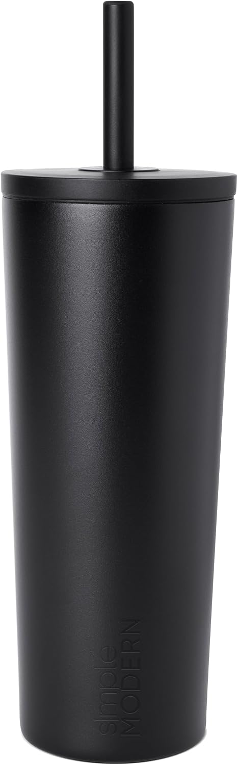 Ceramic Lined Iced Coffee Cup with Straw | 24oz, Green | Classic Signature Insulated Reusable Coffee Tumbler | Leak-Proof Silicone Straw, Silicone Base | Forest