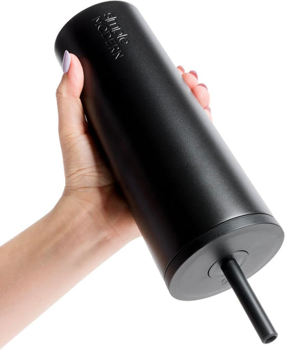 Ceramic Lined Iced Coffee Cup with Straw | 24oz, Green | Classic Signature Insulated Reusable Coffee Tumbler | Leak-Proof Silicone Straw, Silicone Base | Forest