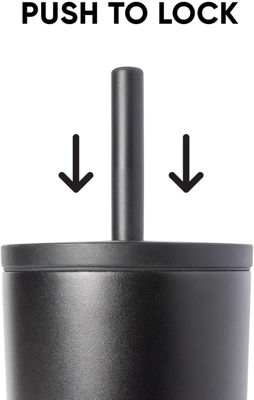 Ceramic Lined Iced Coffee Cup with Straw | 24oz, Green | Classic Signature Insulated Reusable Coffee Tumbler | Leak-Proof Silicone Straw, Silicone Base | Forest