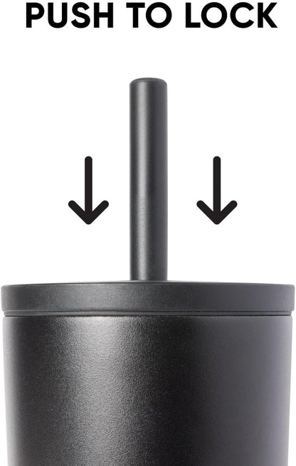 Ceramic Lined Iced Coffee Cup with Straw | 24oz, Green | Classic Signature Insulated Reusable Coffee Tumbler | Leak-Proof Silicone Straw, Silicone Base | Forest