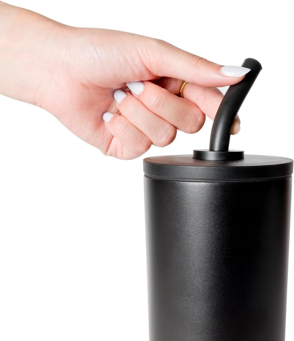 Ceramic Lined Iced Coffee Cup with Straw | 24oz, Green | Classic Signature Insulated Reusable Coffee Tumbler | Leak-Proof Silicone Straw, Silicone Base | Forest