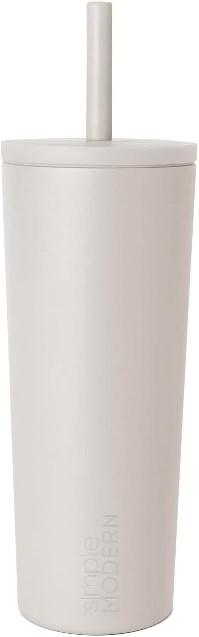 Ceramic Lined Iced Coffee Cup with Straw | 24oz, Green | Classic Signature Insulated Reusable Coffee Tumbler | Leak-Proof Silicone Straw, Silicone Base | Forest