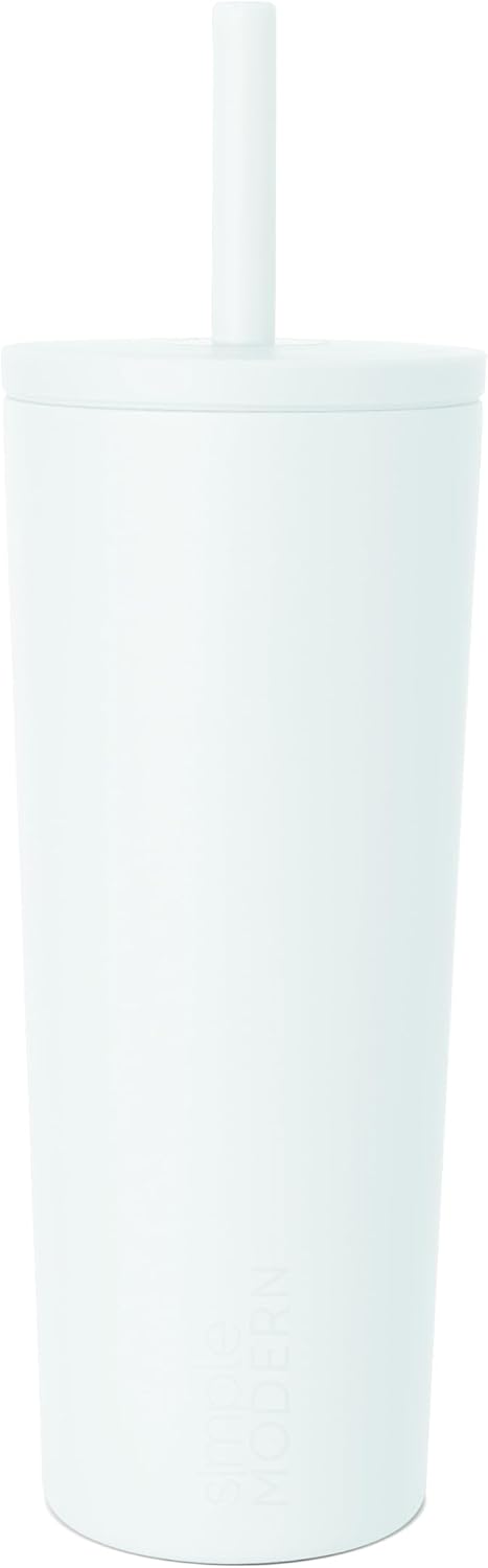 Ceramic Lined Iced Coffee Cup with Straw | 24oz, Green | Classic Signature Insulated Reusable Coffee Tumbler | Leak-Proof Silicone Straw, Silicone Base | Forest
