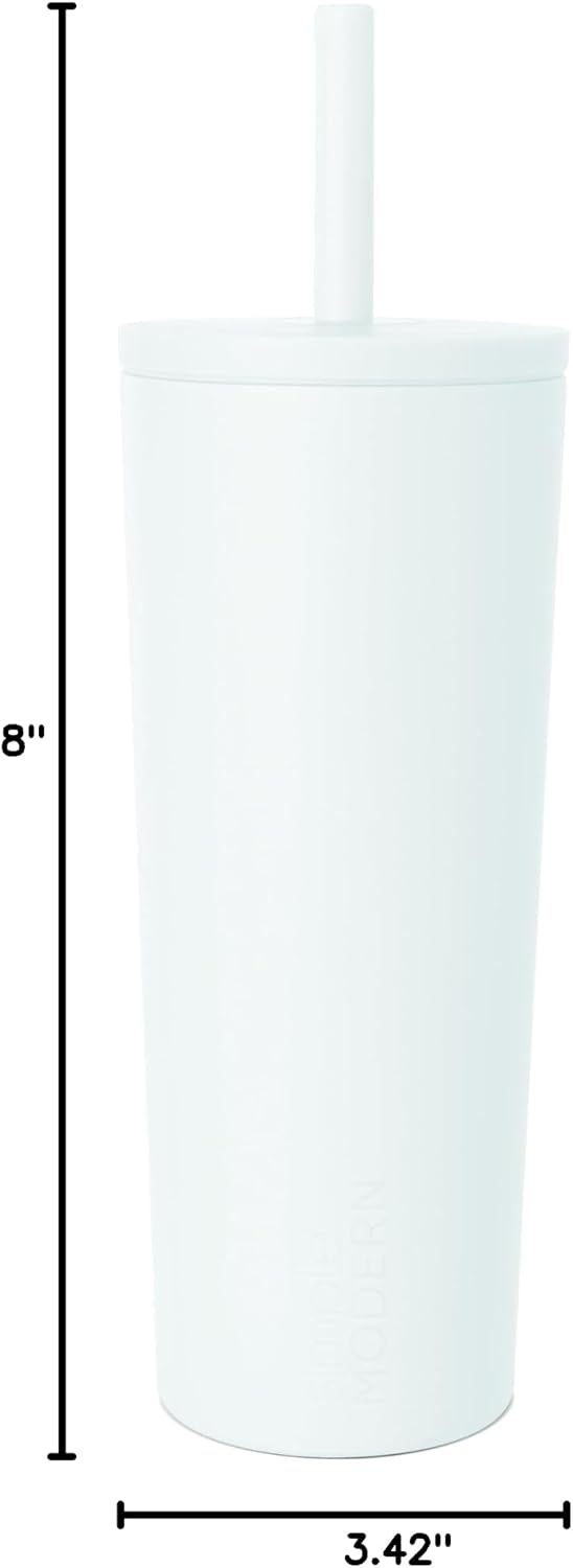 Ceramic Lined Iced Coffee Cup with Straw | 24oz, Green | Classic Signature Insulated Reusable Coffee Tumbler | Leak-Proof Silicone Straw, Silicone Base | Forest