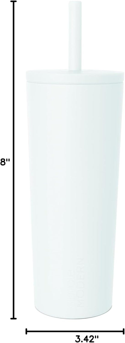 Ceramic Lined Iced Coffee Cup with Straw | 24oz, Green | Classic Signature Insulated Reusable Coffee Tumbler | Leak-Proof Silicone Straw, Silicone Base | Forest