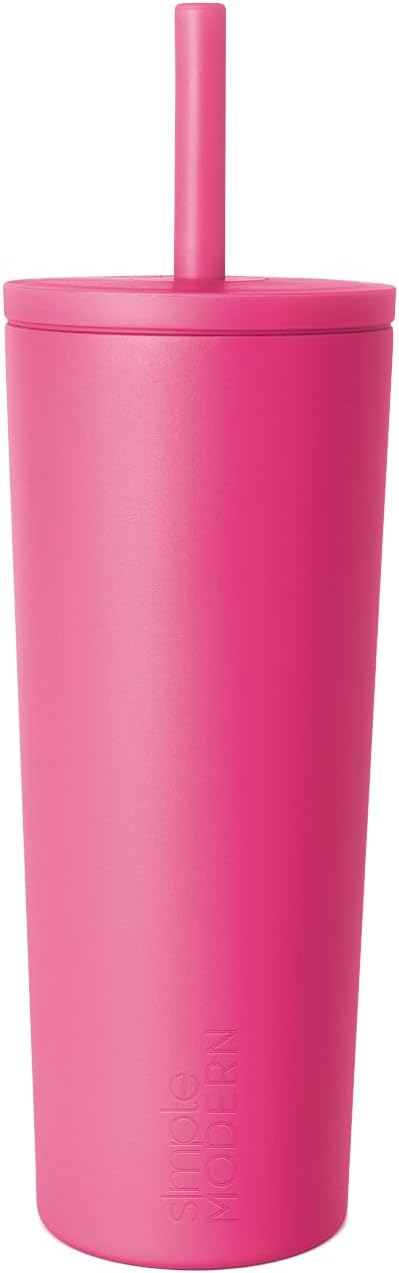 Ceramic Lined Iced Coffee Cup with Straw | 24oz, Green | Classic Signature Insulated Reusable Coffee Tumbler | Leak-Proof Silicone Straw, Silicone Base | Forest