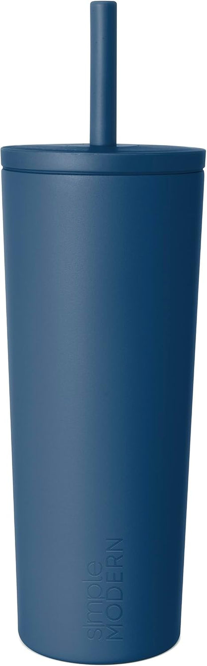 Ceramic Lined Iced Coffee Cup with Straw | 24oz, Green | Classic Signature Insulated Reusable Coffee Tumbler | Leak-Proof Silicone Straw, Silicone Base | Forest