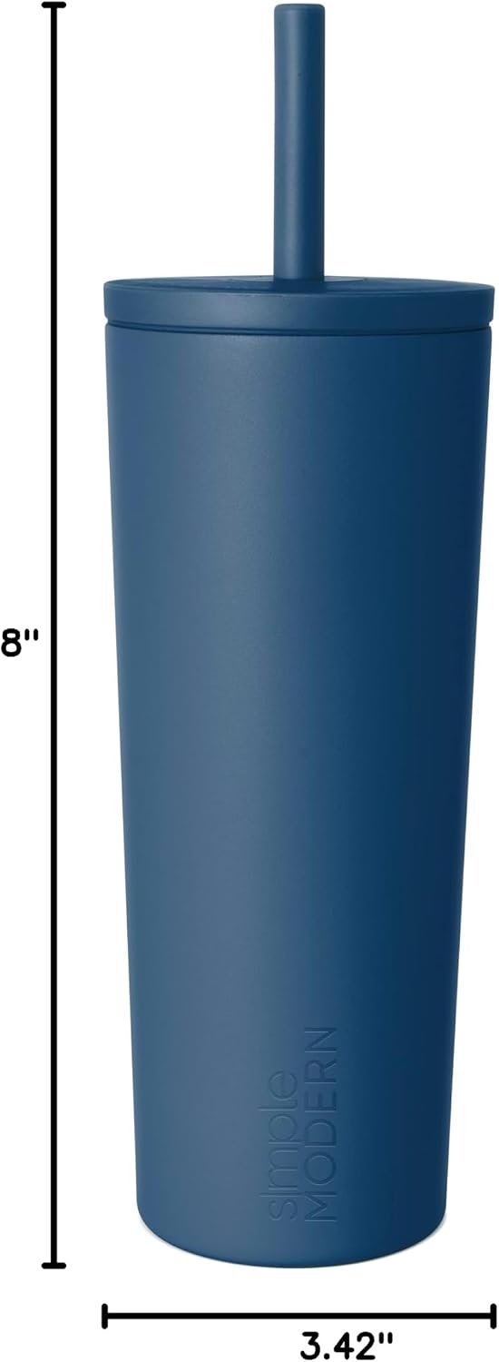 Ceramic Lined Iced Coffee Cup with Straw | 24oz, Green | Classic Signature Insulated Reusable Coffee Tumbler | Leak-Proof Silicone Straw, Silicone Base | Forest