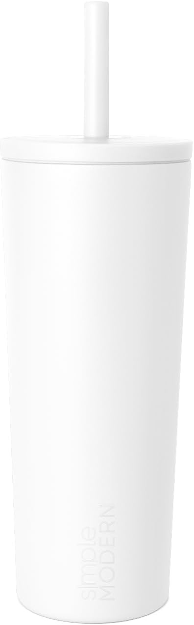 Ceramic Lined Iced Coffee Cup with Straw | 24oz, Green | Classic Signature Insulated Reusable Coffee Tumbler | Leak-Proof Silicone Straw, Silicone Base | Forest