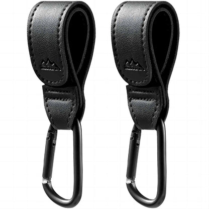 Baby Stroller Hooks Bag Hooks for Hanging Diaper Bags Multipurpose Hooks for Grocery Shopping Bags Premium Vegan Leather Pram Straps 2 Pcs (Brown)