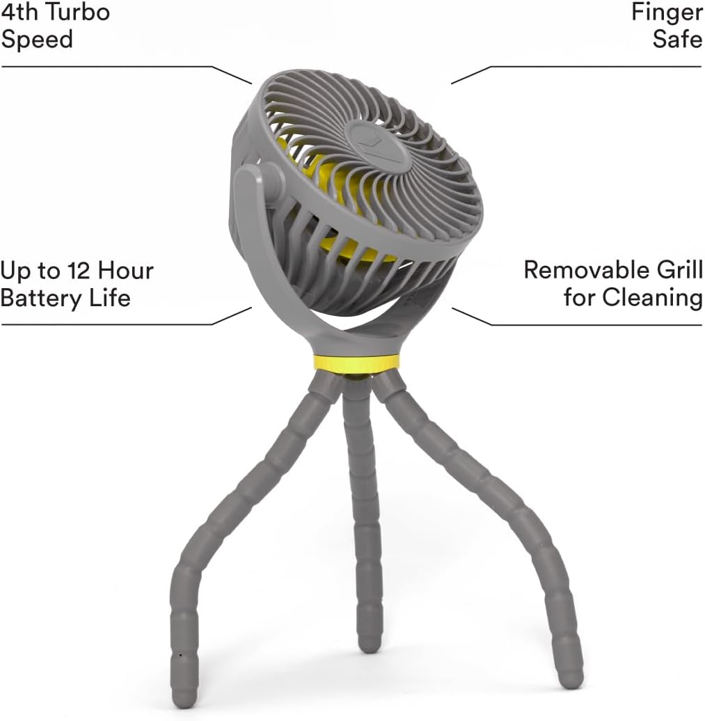 Flex Fan - Portable Baby Stroller Fan - Lightweight and Quiet 4 Speed Motor Provides Maximum Cooling and Extra Long Battery Life - 360 Degree Rotation - Baby Finger Safe