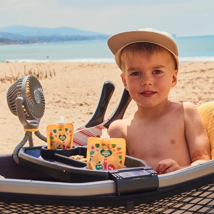 Flex Fan - Portable Baby Stroller Fan - Lightweight and Quiet 4 Speed Motor Provides Maximum Cooling and Extra Long Battery Life - 360 Degree Rotation - Baby Finger Safe