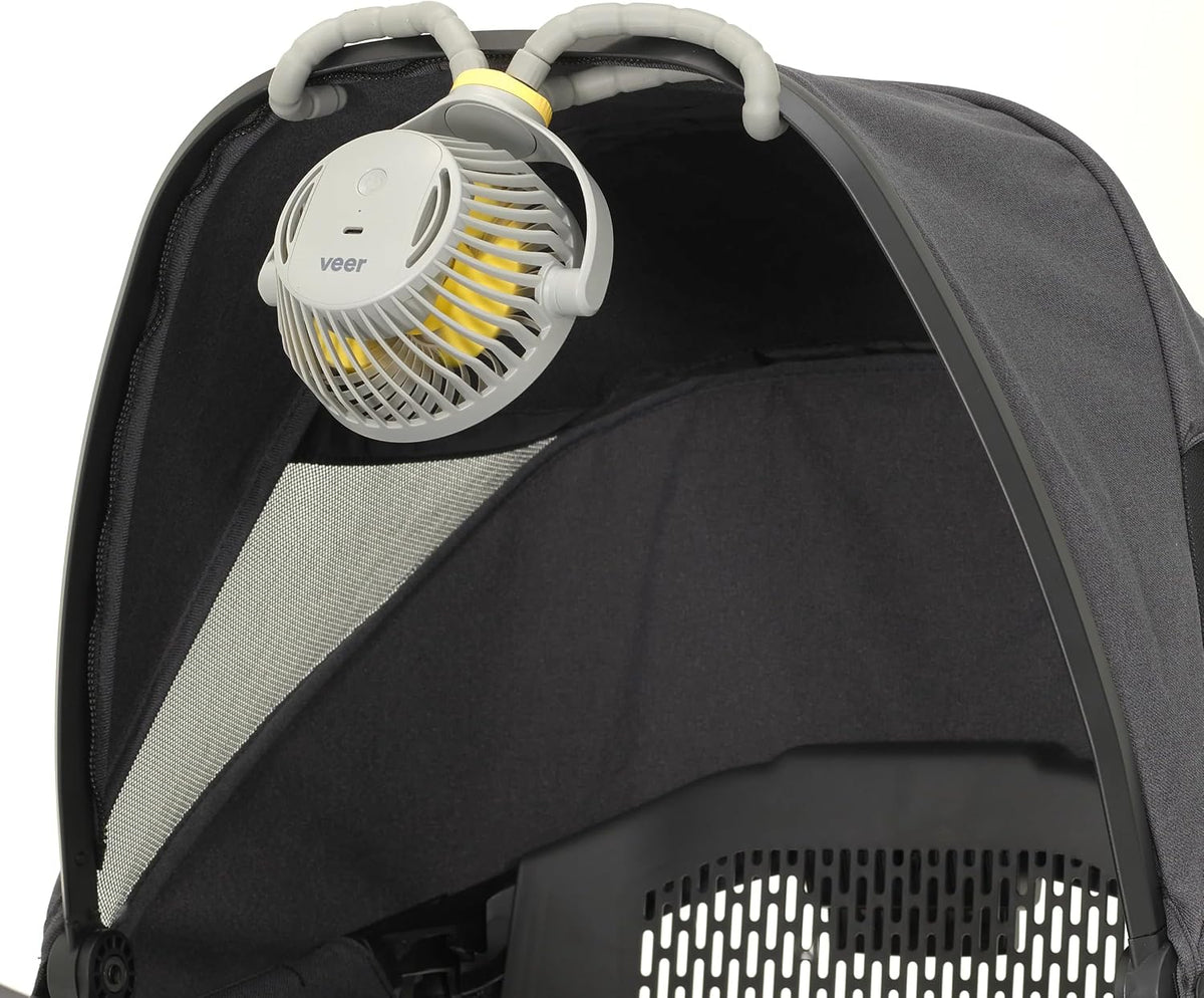 Flex Fan - Portable Baby Stroller Fan - Lightweight and Quiet 4 Speed Motor Provides Maximum Cooling and Extra Long Battery Life - 360 Degree Rotation - Baby Finger Safe