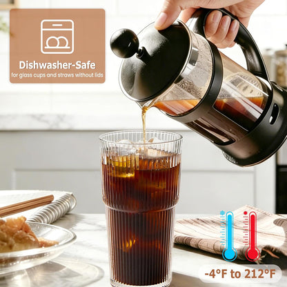 20 Oz Glass Coffee Tumblers with Lids and Straws, 2 Pack | Iced Coffee Cups with Lids, Matcha Cups, Leak Proof, Reusable for To Go Coffee, Latte, Tea, Smoothie