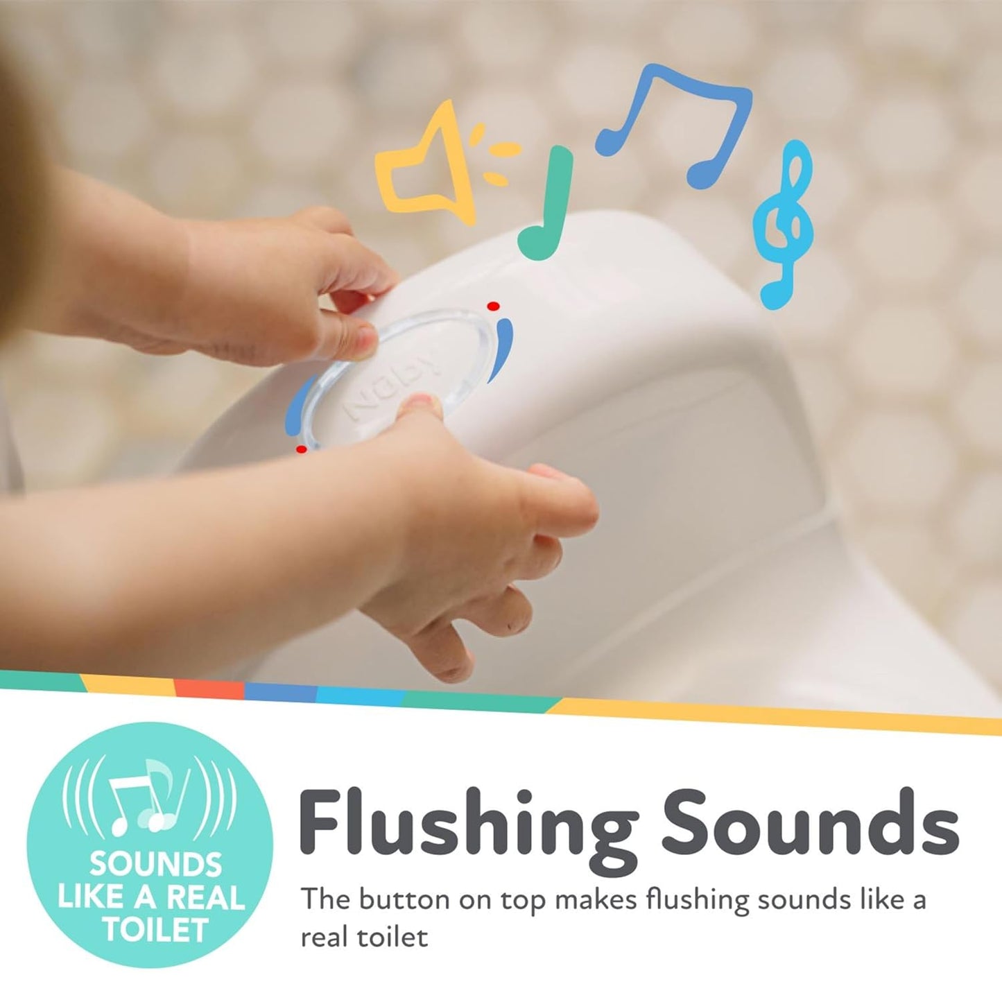 Nuby My Real Potty Training Toilet with Life-Like Flush Button and Sound - 18+ Months - White
