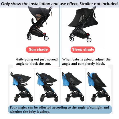 Universal Stroller Sun Cover UV Protection Baby Stroller Sun Shade Buggy Pram Sun Rain Shade Blackout Blind Canopy Cover Pushchair Sunblock Cover for Travel Park Zoo, Black