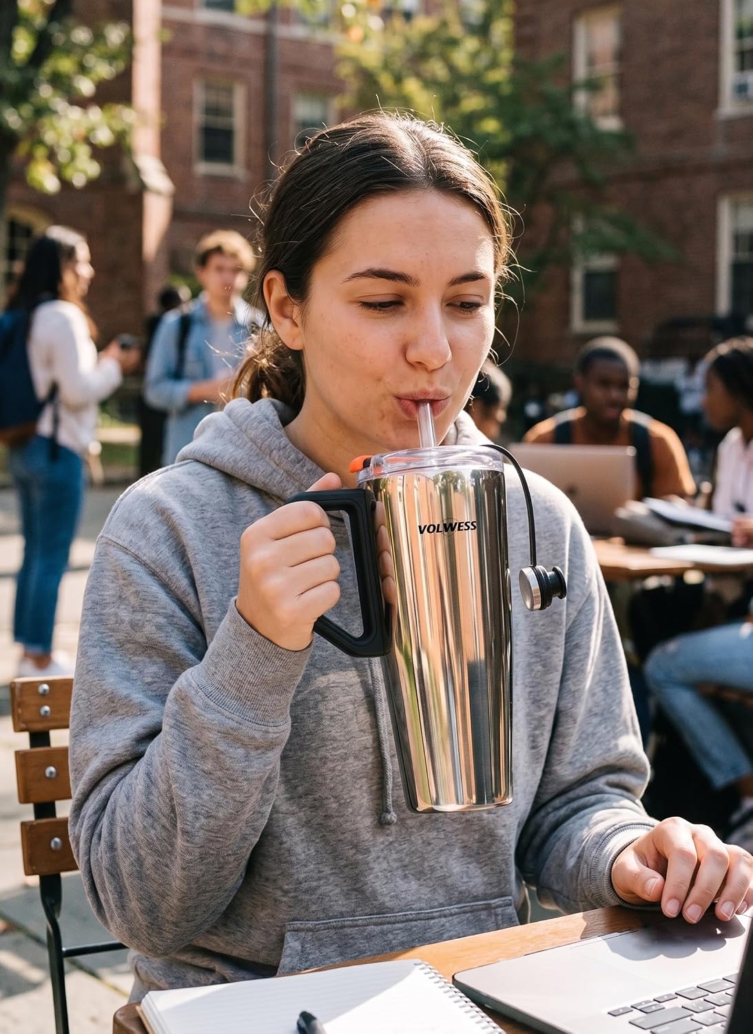 38 oz Tumbler with Handle, Insulated Cup with Patented Pop-Up Straw Lid | Patented pop-up straw, vacuum insulated stainless steel, cup holder friendly for commute, gym, travel, and daily hydration