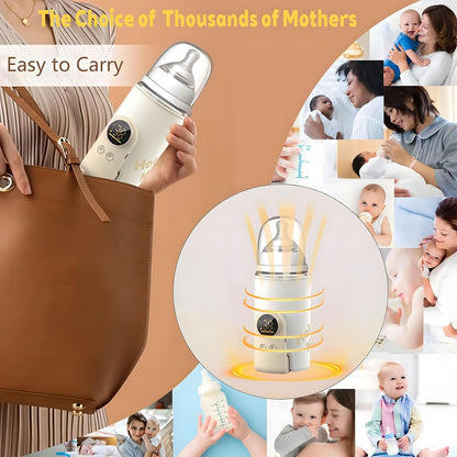 Portable Bottle Warmer for Breast Milk & Water, Portable Milk Warmer for Travel Portable Bottle Warmer with Fast Heating & Long Battery Life to Meet Your All-Day Needs (6000 mAh)