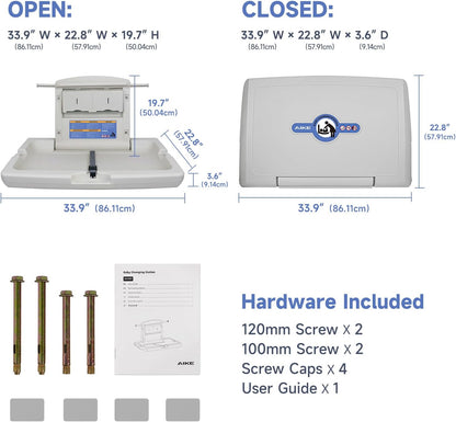 Commercial Baby Changing Station,Foldable ADA Compliant, Grayish White