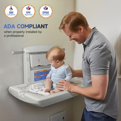 Commercial Baby Changing Station,Foldable ADA Compliant, Grayish White