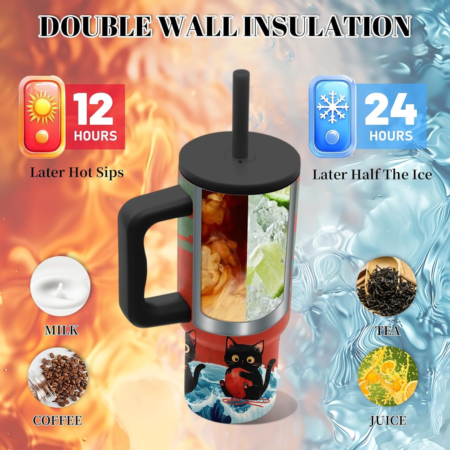Insulated Highland Cow Tumbler 24oz, Highland Cow Gifts for Women | Sunflower Cup Gift, Just a Girl Who Loves Cows Tumbler Leakproof, Mothers Day Ideal Gifts for Cows Lovers Gym Office, 1 Pack