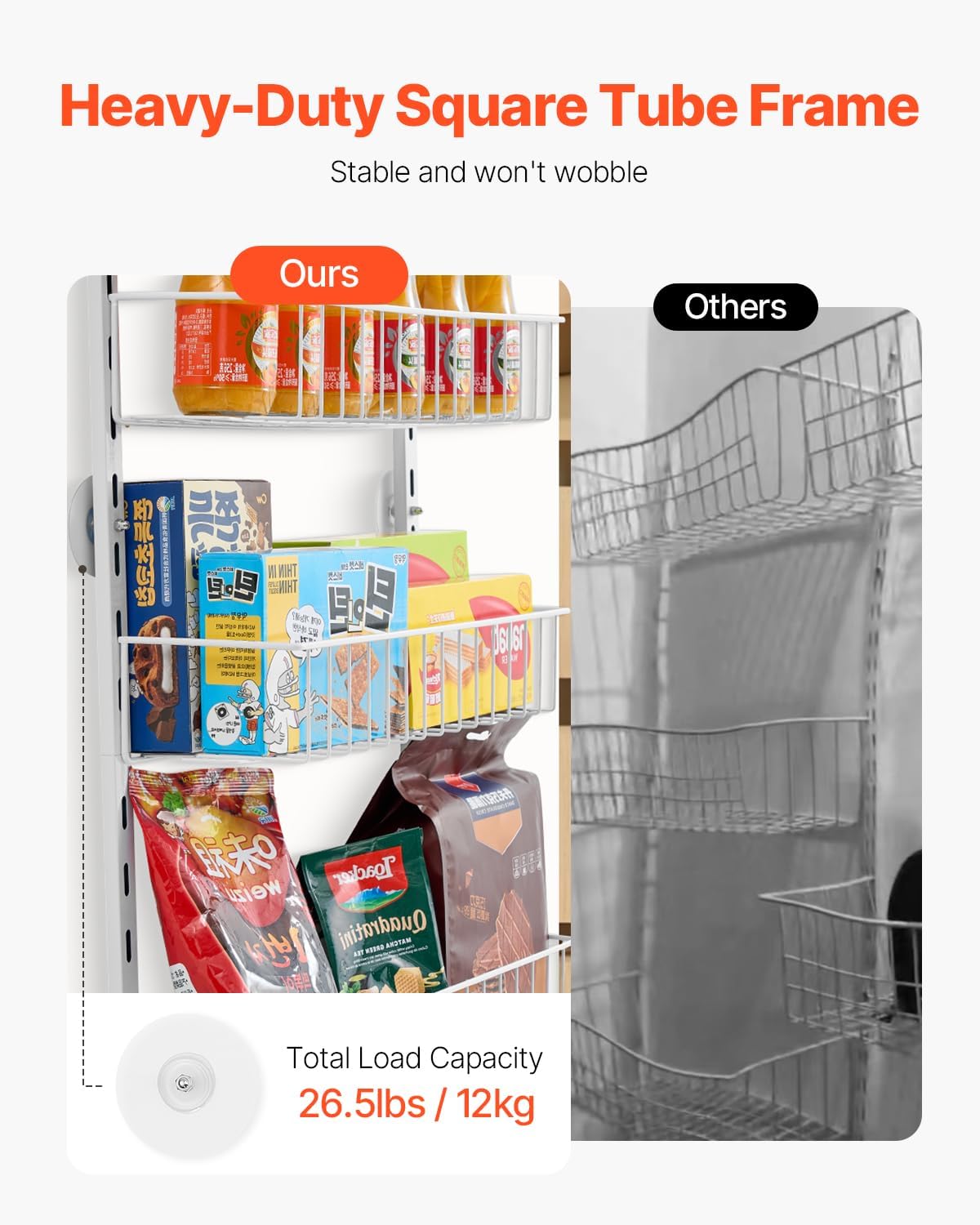 Over the Door Pantry Organizer, 9-Tier Pantry Organization and Storage, Heavy-Duty Steel Hanging Spice Rack, Adjustable Wall Seasoning Shelves, for Home Kitchen Laundry Room Bathroom, White