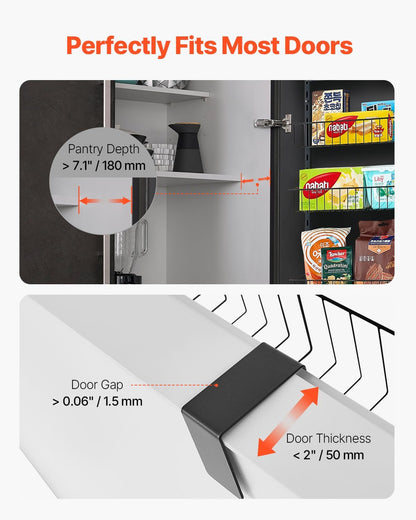 Over the Door Pantry Organizer, 9-Tier Pantry Organization and Storage, Heavy-Duty Steel Hanging Spice Rack, Adjustable Wall Seasoning Shelves, for Home Kitchen Laundry Room Bathroom, White