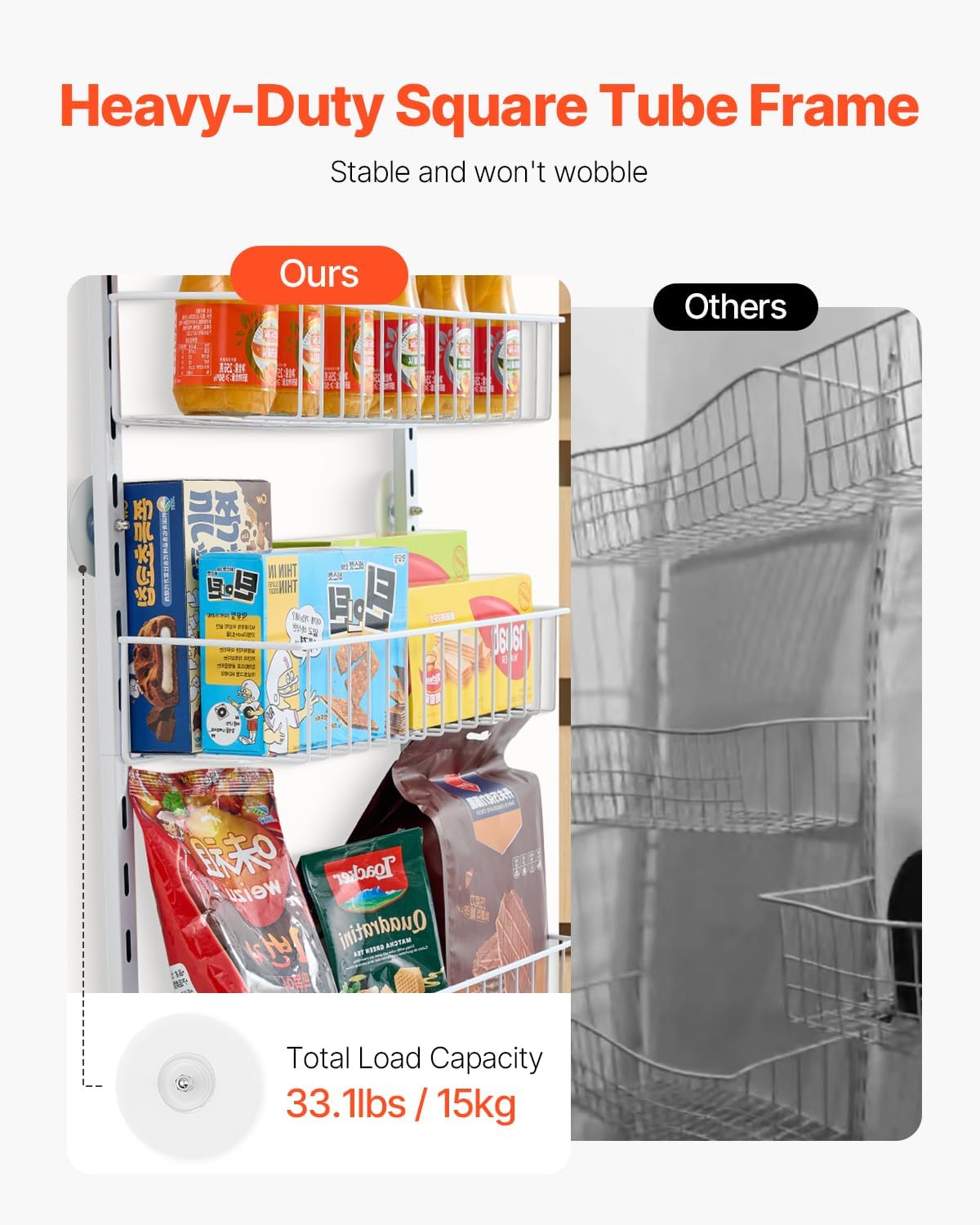 Over the Door Pantry Organizer, 9-Tier Pantry Organization and Storage, Heavy-Duty Steel Hanging Spice Rack, Adjustable Wall Seasoning Shelves, for Home Kitchen Laundry Room Bathroom, White