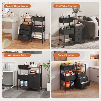 Baby Diaper Caddy Organizer, 3-Tier Rolling Cart with Drawers