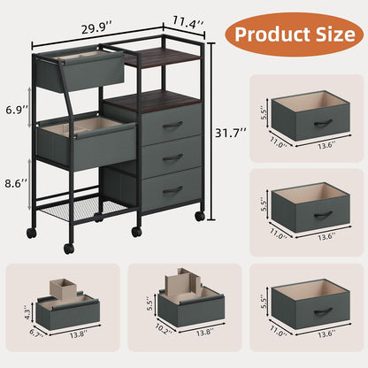 Baby Diaper Caddy Organizer, 3-Tier Rolling Cart with Drawers
